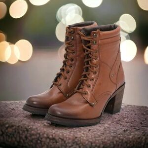 Elegant Tan Lace-Up Boots for Women